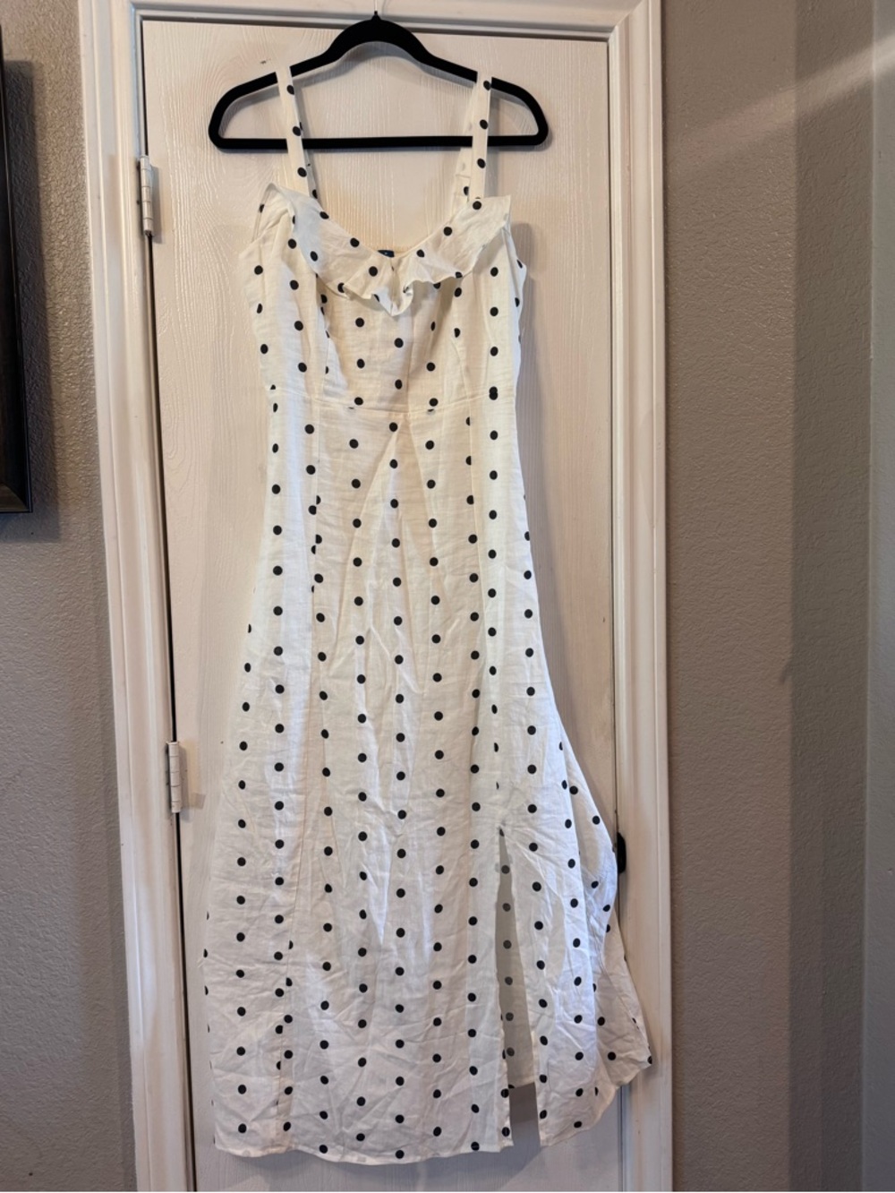 Old Navy White Midi Dress with Black Polka Dots